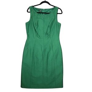 Talbots Sheath Dress Green Silk Blend Sleeveless Career Size 10 Preppy Classy